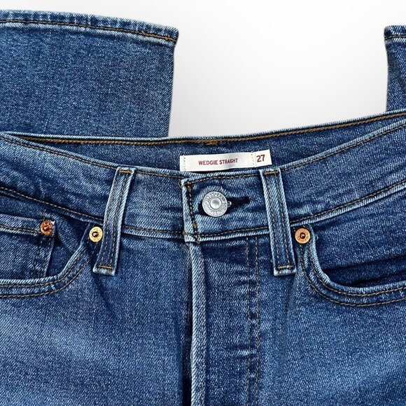Levi's Wedgie Straight Medium Wash Straight Leg Jeans High Waisted - Picture 3 of 4